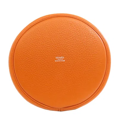 Pre-owned Hermes Orange Taurillon Clemence Leather Tote Bag ()
