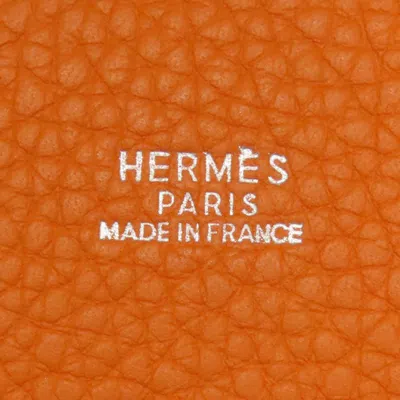 Pre-owned Hermes Orange Taurillon Clemence Leather Tote Bag ()