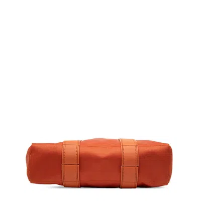 Pre-owned Hermes Orange Toile Chevron Leather Tote Bag ()