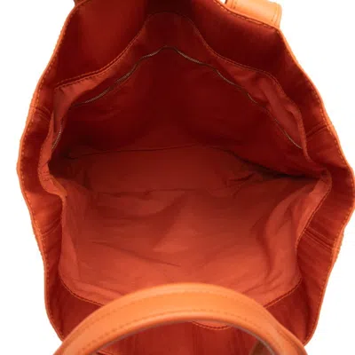 Pre-owned Hermes Orange Toile Chevron Leather Tote Bag ()