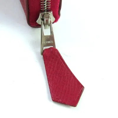 Pre-owned Hermes Ruby Epsom Leather Long Wallet (bi-fold) () In Red