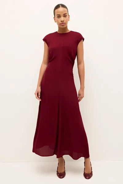 Marie Oliver Zuri Cap-sleeve Midi Dress In Burgundy
