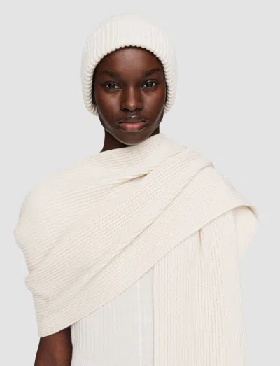 Joseph Light Cardigan Stitch Scarf In White