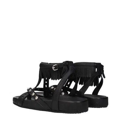 Isabel Marant Black Leather Flat Women's Sandals In Black
