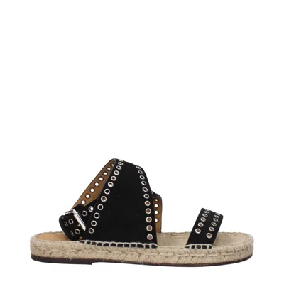 Isabel Marant Black Leather Flat Women's Sandals In Black