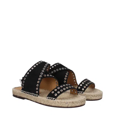Isabel Marant Black Leather Flat Women's Sandals In Black