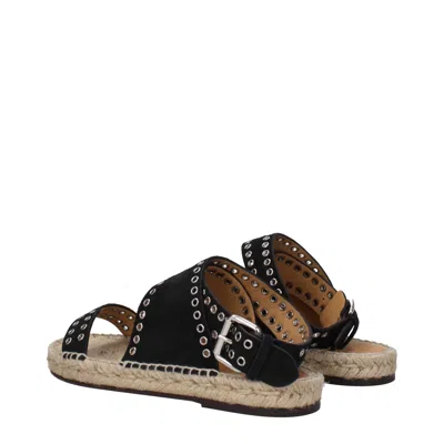 Isabel Marant Black Leather Flat Women's Sandals In Black