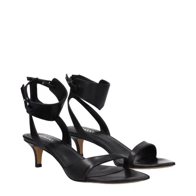 Isabel Marant Black Leather Sandal In Black