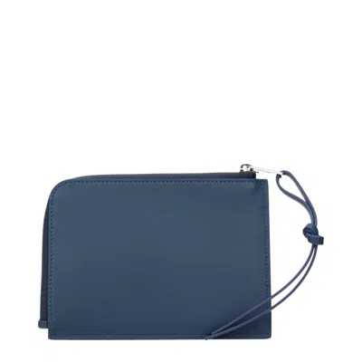 Jil Sander Blue Leather Women's Wallet In Blue