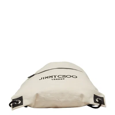 Pre-owned Jimmy Choo Black Ivory Canvas Leather Backpack () In Multi
