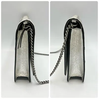 Pre-owned Jimmy Choo Silver Leather Coin Purse/coin Case ()