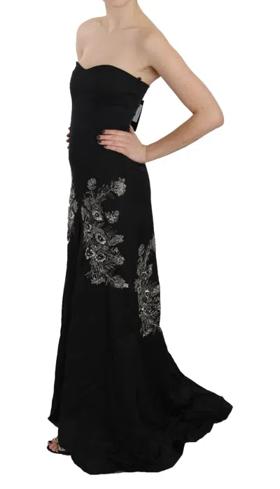 John Richmond Black Sequined Flare Ball Gown Women's Dress In Black