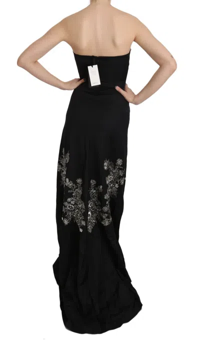 John Richmond Black Sequined Flare Ball Gown Women's Dress In Black