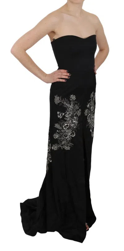 John Richmond Black Sequined Flare Ball Gown Women's Dress In Black