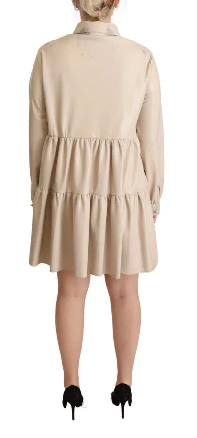 Pre-owned Jucca Leather Beige Long Sleeves Collared A-line Mini  Women's Dress () In Sand