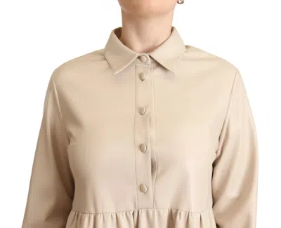 Pre-owned Jucca Leather Beige Long Sleeves Collared A-line Mini  Women's Dress () In Sand