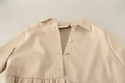 Pre-owned Jucca Leather Beige Long Sleeves Collared A-line Mini  Women's Dress () In Sand
