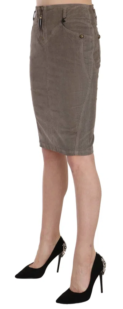 Just Cavalli Corduroy Pencil Straight A-line Skirt In Gray