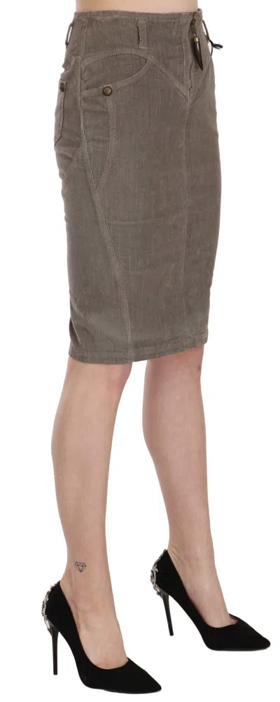 Just Cavalli Corduroy Pencil Straight A-line Skirt In Gray
