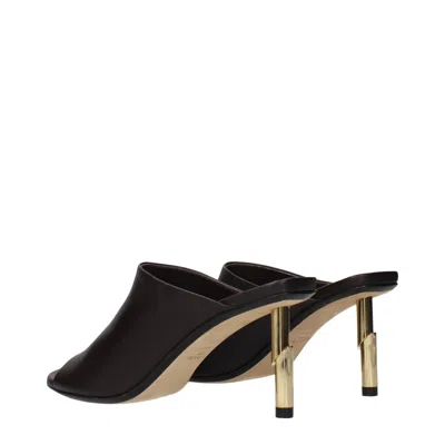 Lanvin Golden Heel Leather Mules With Open Toe In Black