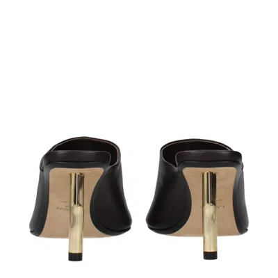 Lanvin Golden Heel Leather Mules With Open Toe In Black