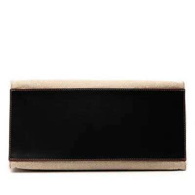 Pre-owned Loewe Beige Black Canvas Leather Shoulder Bag Tote Bag () In Multi