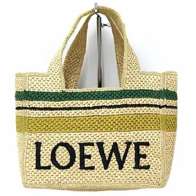 Pre-owned Loewe Black Green Raffia Shoulder Bag Tote Bag () In Multi