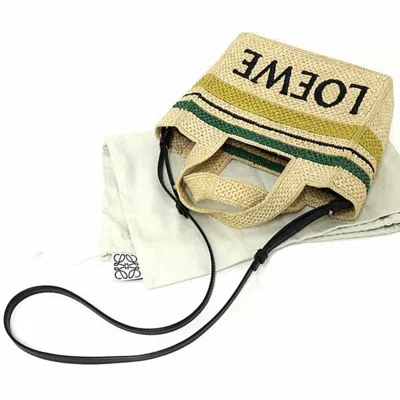 Pre-owned Loewe Black Green Raffia Shoulder Bag Tote Bag () In Multi
