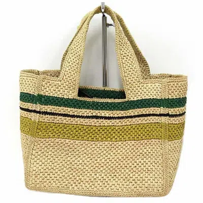 Pre-owned Loewe Black Green Raffia Shoulder Bag Tote Bag () In Multi