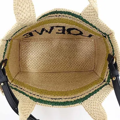 Pre-owned Loewe Black Green Raffia Shoulder Bag Tote Bag () In Multi