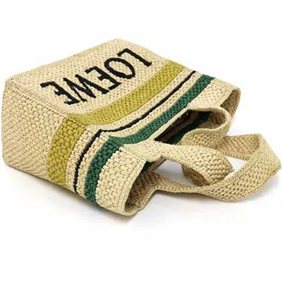 Pre-owned Loewe Black Green Raffia Shoulder Bag Tote Bag () In Multi