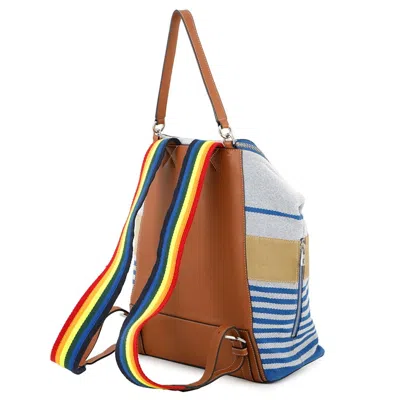 Pre-owned Loewe Blue Brown White Canvas Leather Backpack ()