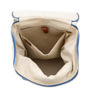Pre-owned Loewe Blue Brown White Canvas Leather Backpack ()