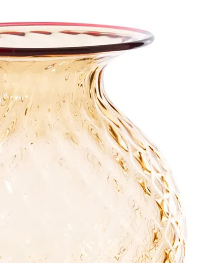 Venini Balloton Fiori Vases Orange In Gold