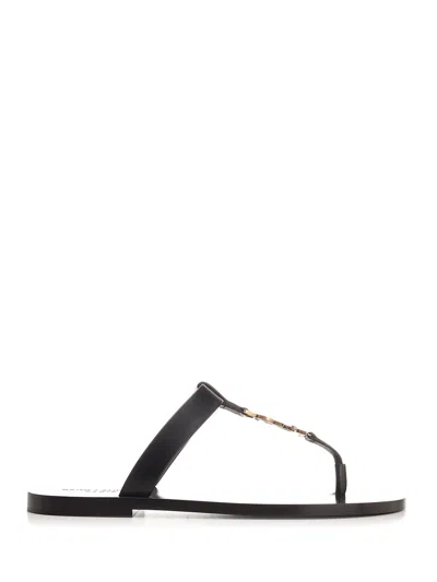 Saint Laurent Cassandre Sandals Black In Black