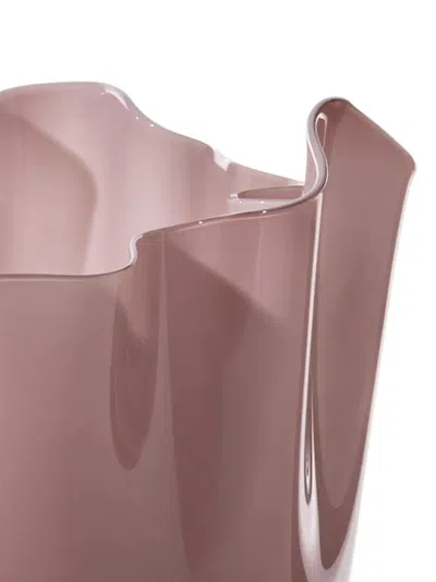 Venini Fazzoletto Vases Pink In Brown