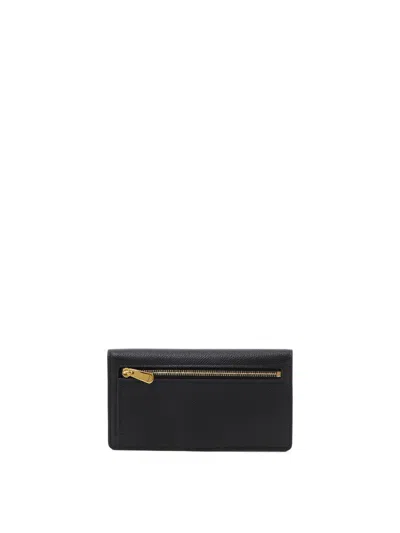 Ferragamo Gancini Continental Wallet In Hammered Leather In Black