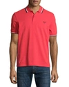 FRED PERRY CONTRAST-TIPPED PIQUE POLO SHIRT, WHITE