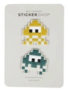Anya Hindmarch Mini Space Invader&trade; Stickers For Handbag, Mustard/verdian In Verde