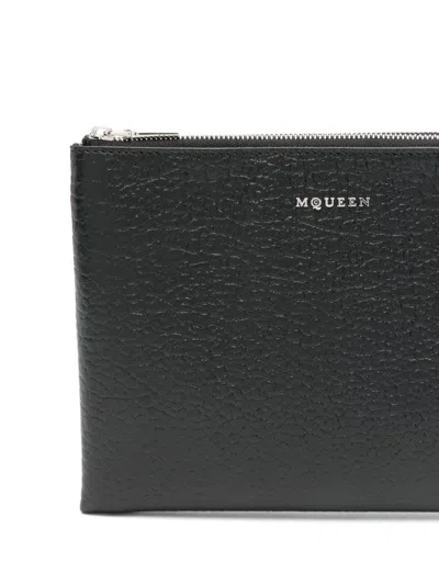 Alexander Mcqueen Black Leather Pouch In Black