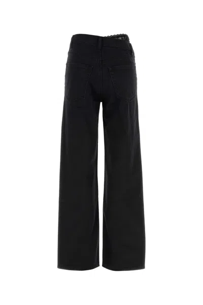 Alexander Wang Lace Detail Wide Leg Denim Jeans In Black