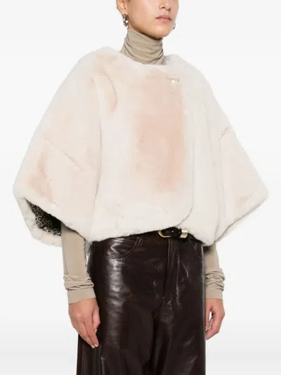 Blugirl Fur Edge With Buttons Cape In Neutral