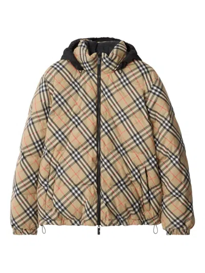 Burberry Reversible Check Puffer Jacket In Neutral