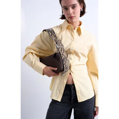 Topshop Scarlett Suede & Snake Embossed Leather Should Bag In Brown