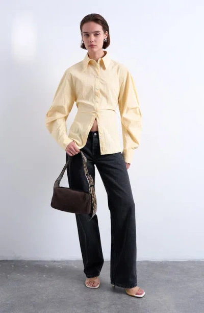 Topshop Scarlett Suede & Snake Embossed Leather Should Bag In Brown