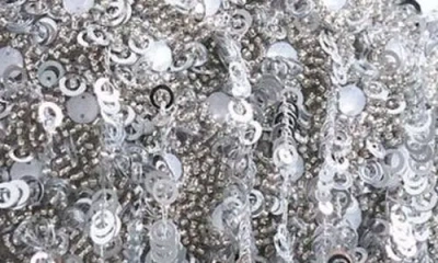 Topshop Sequin Tassel Top Handle Bag In Silver