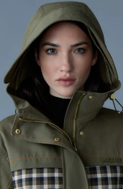 Mackage Kaori Hooded Water Resistant Recycled Polyester Blend Jacket In Green