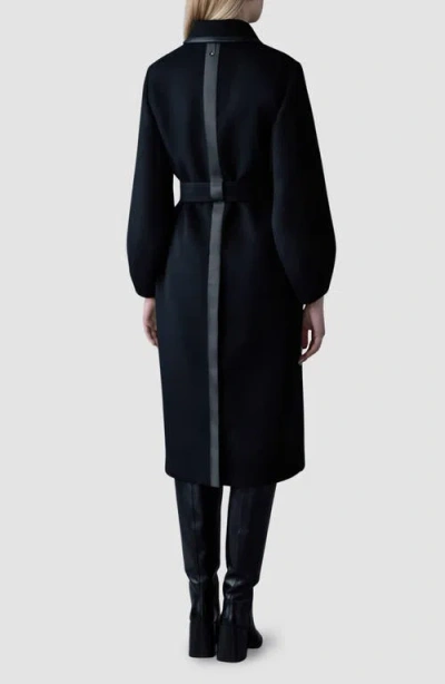 Mackage Zeva Belted Balloon Sleeve Wool Blend Trench Coat In Multi