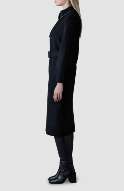 Mackage Zeva Belted Balloon Sleeve Wool Blend Trench Coat In Multi