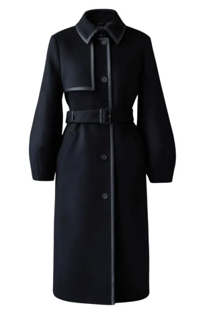 Mackage Zeva Belted Balloon Sleeve Wool Blend Trench Coat In Multi